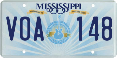MS license plate VOA148