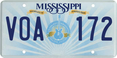 MS license plate VOA172