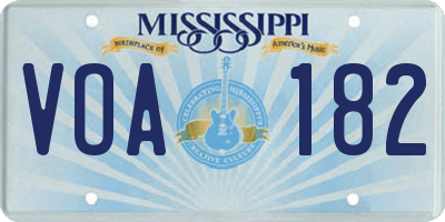 MS license plate VOA182