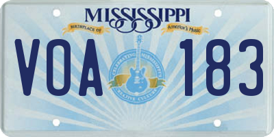 MS license plate VOA183