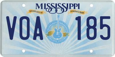 MS license plate VOA185
