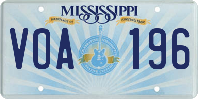 MS license plate VOA196