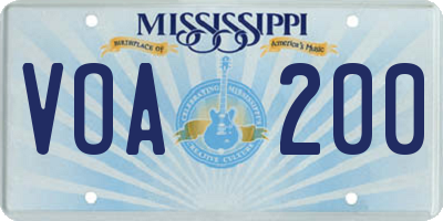 MS license plate VOA200