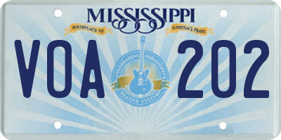 MS license plate VOA202