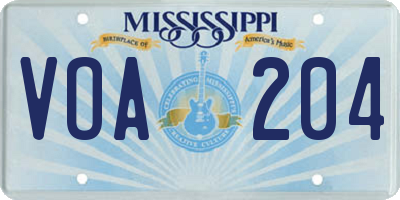 MS license plate VOA204