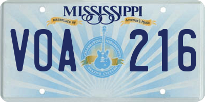 MS license plate VOA216