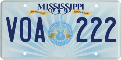 MS license plate VOA222