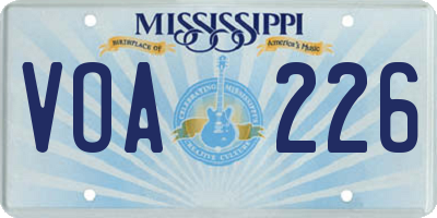 MS license plate VOA226