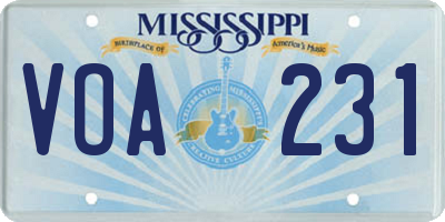 MS license plate VOA231