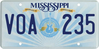 MS license plate VOA235