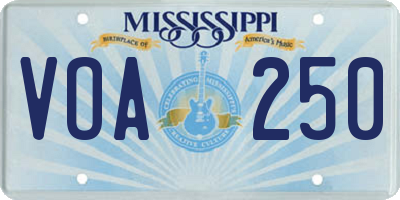 MS license plate VOA250