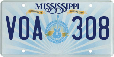 MS license plate VOA308
