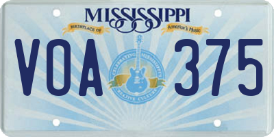 MS license plate VOA375