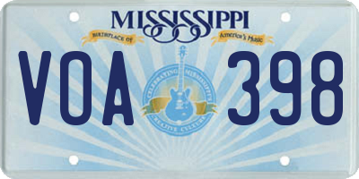 MS license plate VOA398