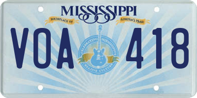MS license plate VOA418