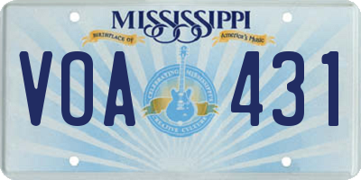 MS license plate VOA431