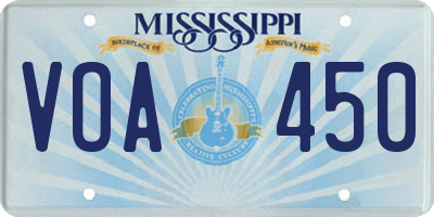 MS license plate VOA450