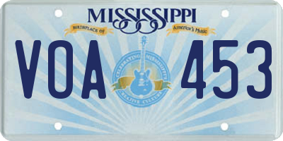 MS license plate VOA453
