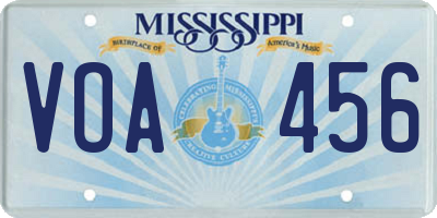MS license plate VOA456