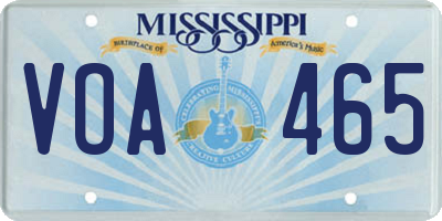 MS license plate VOA465