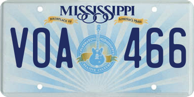 MS license plate VOA466