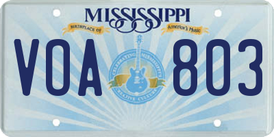 MS license plate VOA803