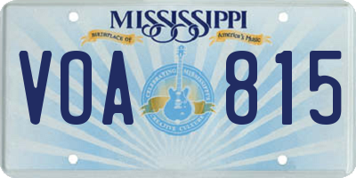 MS license plate VOA815