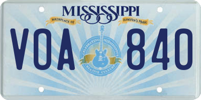 MS license plate VOA840