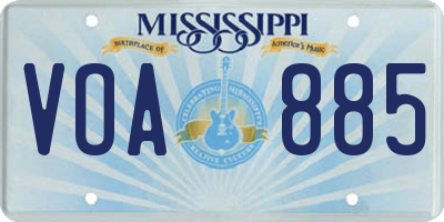 MS license plate VOA885