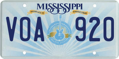 MS license plate VOA920