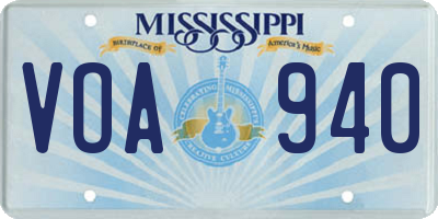 MS license plate VOA940
