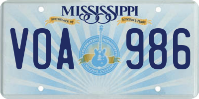 MS license plate VOA986