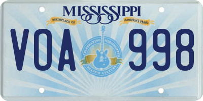MS license plate VOA998