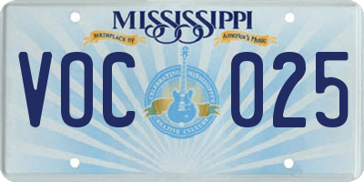 MS license plate VOC025