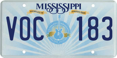 MS license plate VOC183