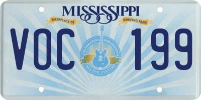 MS license plate VOC199