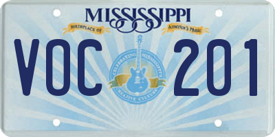 MS license plate VOC201