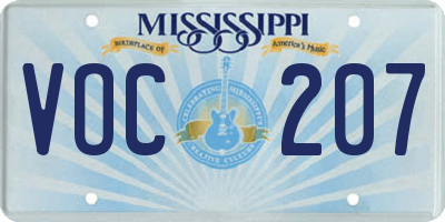 MS license plate VOC207
