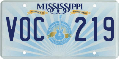 MS license plate VOC219
