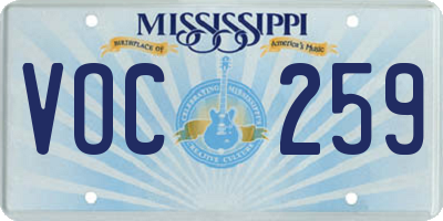 MS license plate VOC259