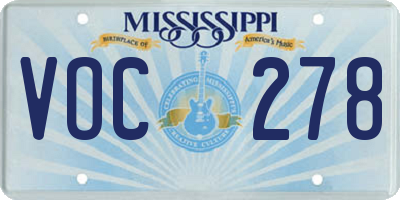 MS license plate VOC278