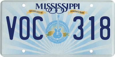 MS license plate VOC318