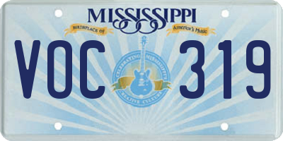MS license plate VOC319