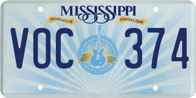 MS license plate VOC374