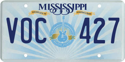 MS license plate VOC427
