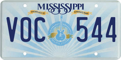 MS license plate VOC544