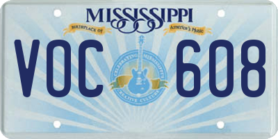 MS license plate VOC608