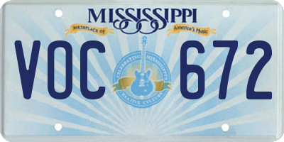MS license plate VOC672