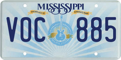 MS license plate VOC885