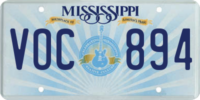 MS license plate VOC894